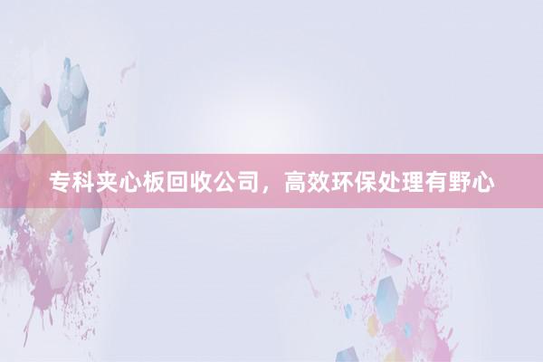 专科夹心板回收公司，高效环保处理有野心