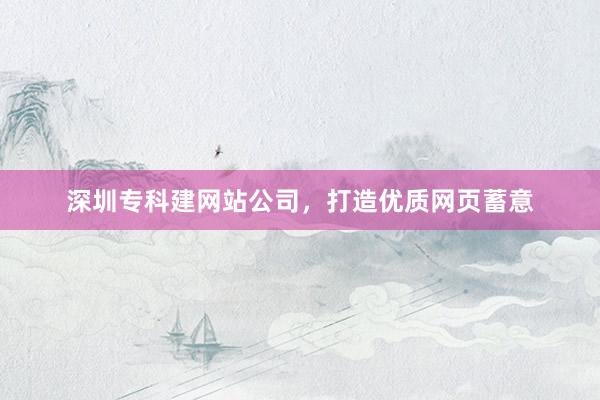 深圳专科建网站公司，打造优质网页蓄意